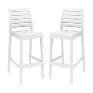 pemberly row 29.5" outdoor stackable resin bar stool in white - set of 2