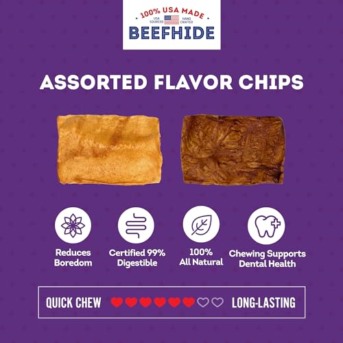 Treatly USA Beefhide Chips Dog Chew Treats - Chicken & Beef Flavor, 12oz/1 Pack