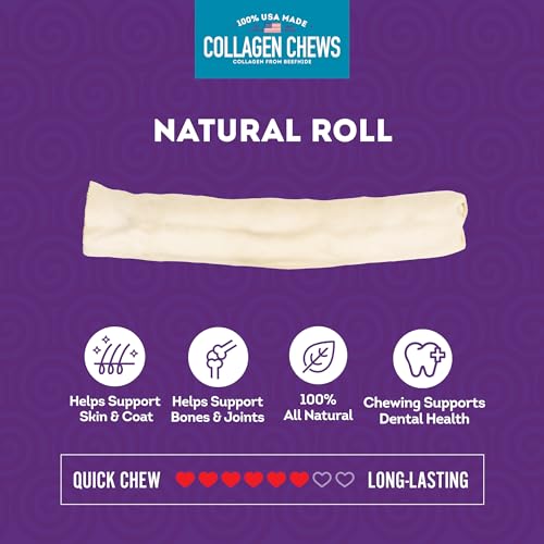 Treatly USA Collagen Rolls 9-10" Dog Chew Treats - Natural Flavor, 4 Count/1 Pack