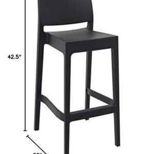 Pemberly Row 29.5" Commercial Grade Resin Barstool in Black - Set of 2