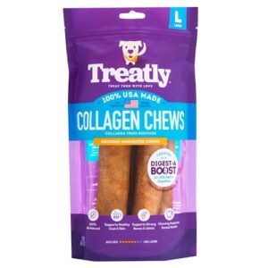 treatly usa collagen rolls 9-10" dog chew treats - chicken marinade flavor, 4 count/1 pack