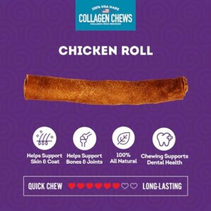 Treatly USA Collagen Rolls 9-10" Dog Chew Treats - Chicken Marinade Flavor, 4 Count/1 Pack