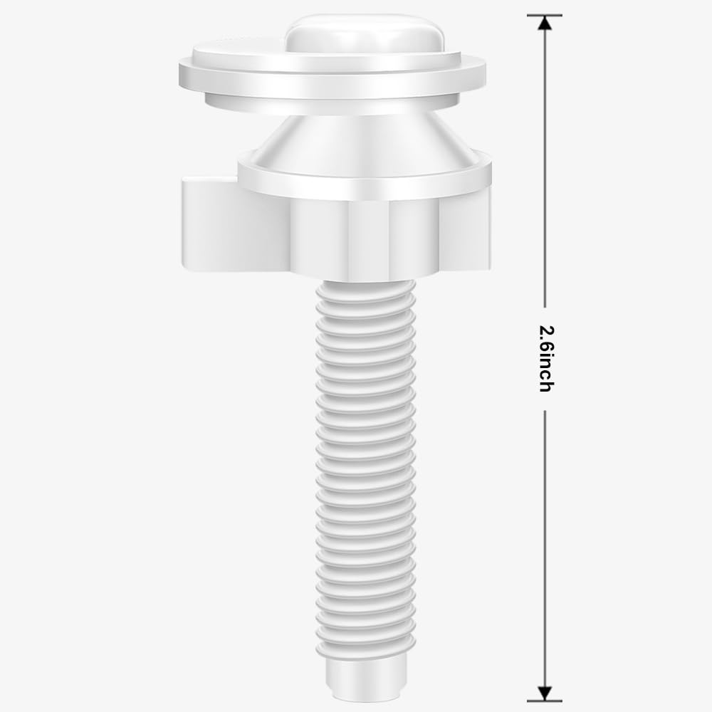 Toilet Seat Screws Universal Replacement Plastic Toilet Seat Hinge Bolt Screws with Nuts and Washers for Top Mount Toilet Seat Hinges (2 Pcs)