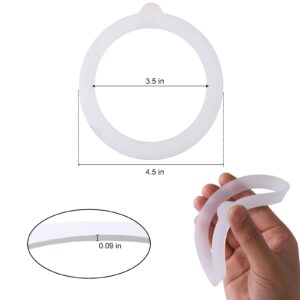 SFIELCAPA 6pcs 4.5 Inch Silicone Replacement Gaskets for Jars Rubber Seals for 4.2-4.3 Inch Mouth Glass Jars (White)