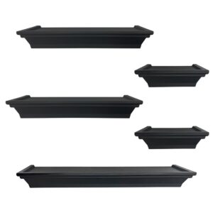 jomajo floating shelves for room decor, shelves for wall storage, wall mounted shelf for plants,books, small wall shelves for bedroom，bathroom，living room，kitchen（black set of 5）