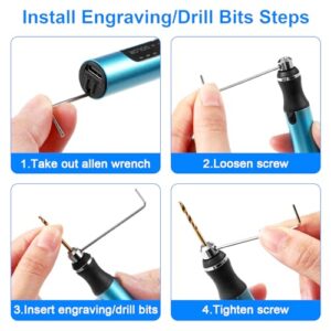 Uolor 3-Speed Cordless Mini Drill Pen, Rechargeable DIY Electric Hand Drill with 10 Small Drill Bits, Micro Drill Set for Jewelry Making Wood Stone Plastic Resin Keychains