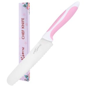 kiddi cookie serrated knife serrated bread knife stainless steel serrated kitchen knife tomato knife lettuce knife 6" pink