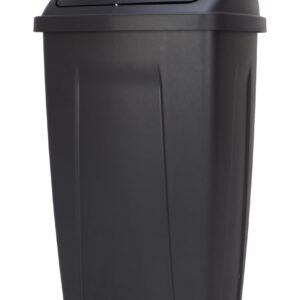 LFWCZS 13 Gallon Trash Can, Plastic Swing Top Kitchen Garbage Trash Can, Black