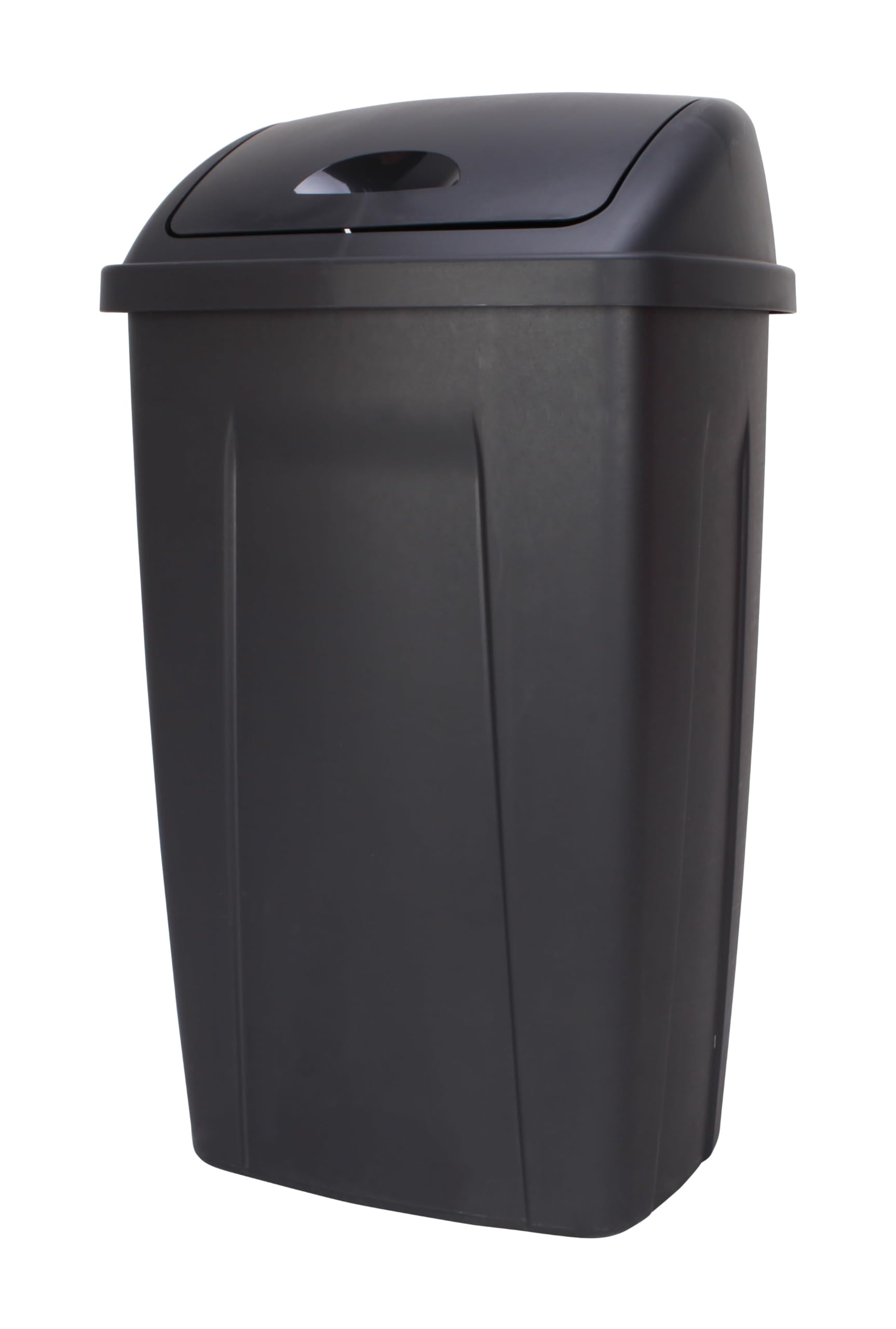 LFWCZS 13 Gallon Trash Can, Plastic Swing Top Kitchen Garbage Trash Can, Black