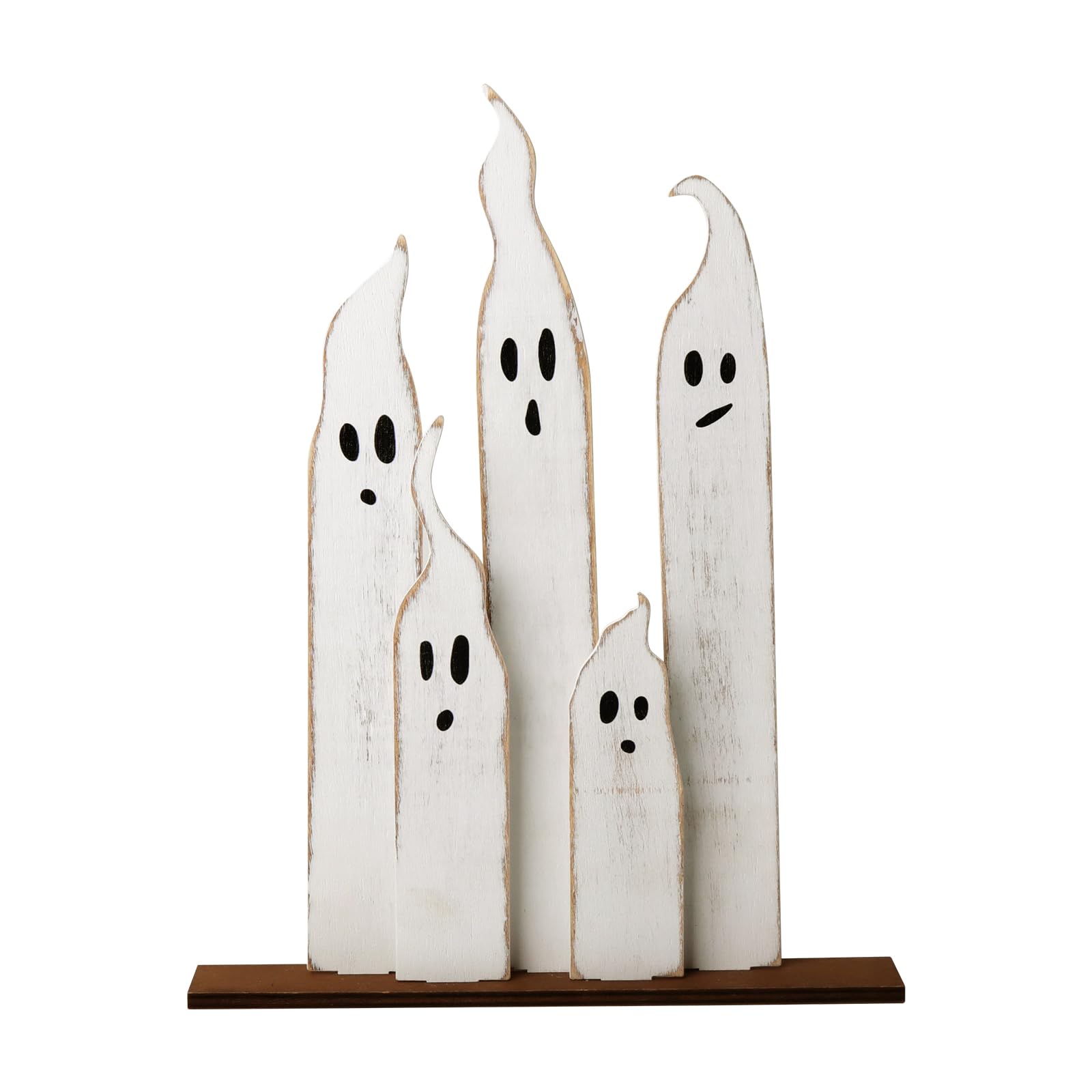 Halloween Table Decorations Indoor: Farmhouse Halloween Cute Ghost Decorations, Slender White Ghosts Wood Plank Signs Set, Rustic Tiered Tray Decor Wooden Ghost Desk Office Decor for Home Kids