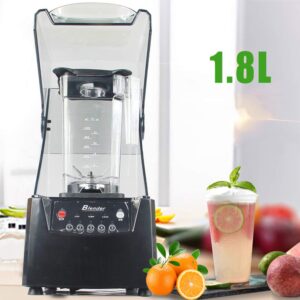 2600W Commercial Smoothie Maker Blender with Soundproof Cover, Low Noise 1.8L/0.48Gallon Fruit Juicer Ice Smoothie Mixer Blender Timed Countertop Blender for Shakes and Smoothies