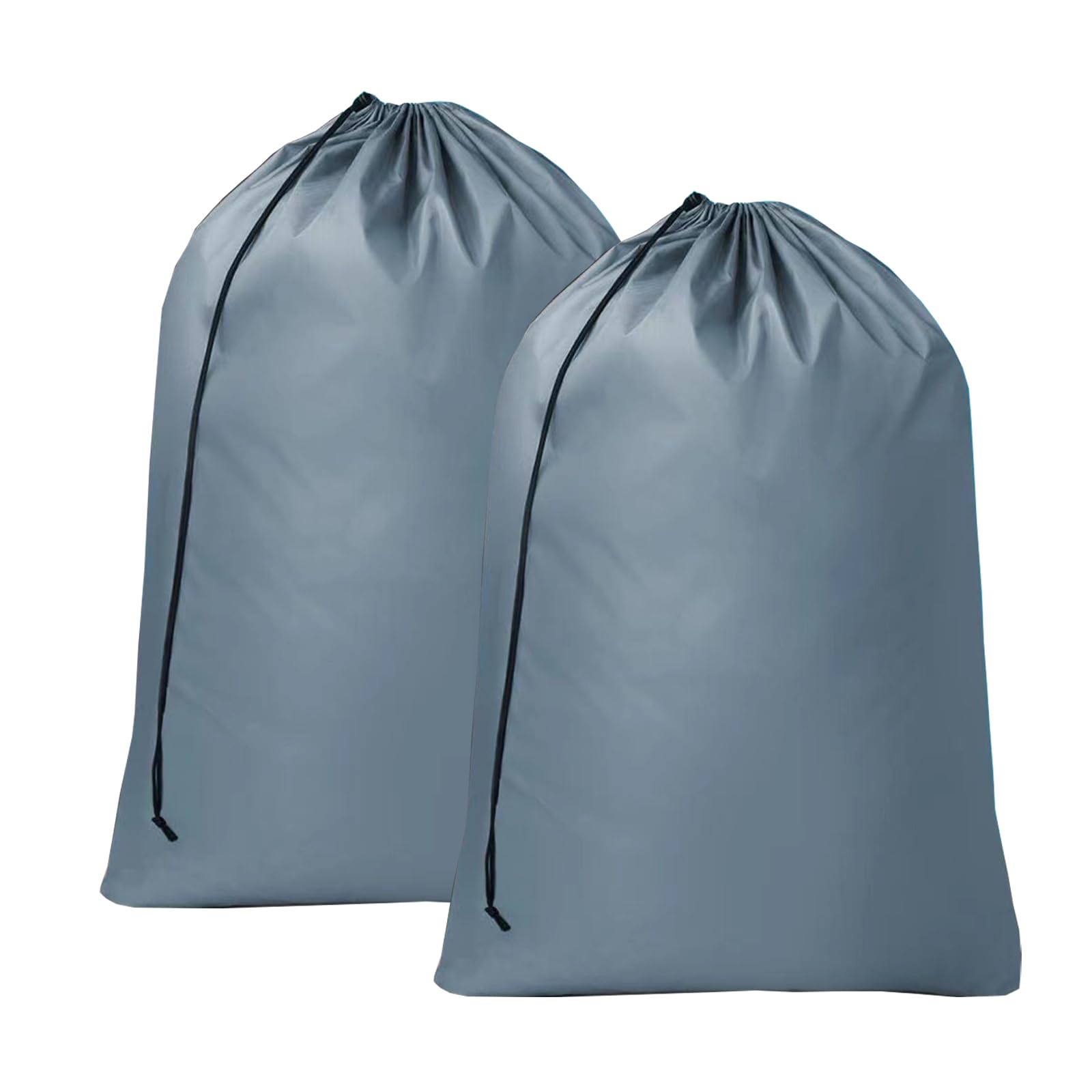 Set of 2 Nylon Laundry Bag with Drawstring Closure - Machine Washable Dirty Clothes Travel Bags for Delicates - Heavy Duty Washable Easy Fit Bags for Baskets or Hampers (30x40 Inches) (Grey)