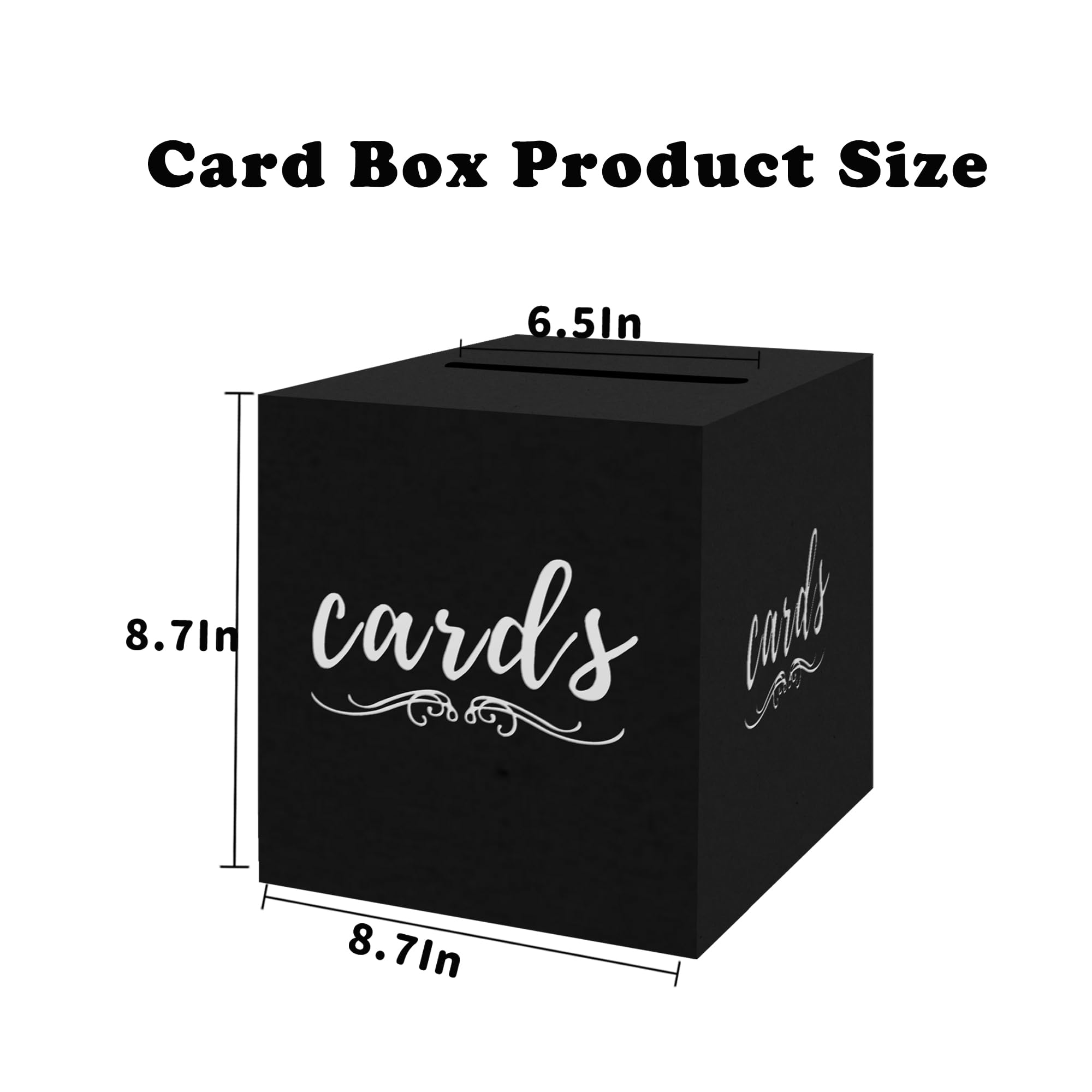 sunepany Black Card Box wedding envelope box Cardboard Silver Card Box with Slot Card Box for Wedding Bridal & Baby Shower Birthday Party Graduation card receiving box