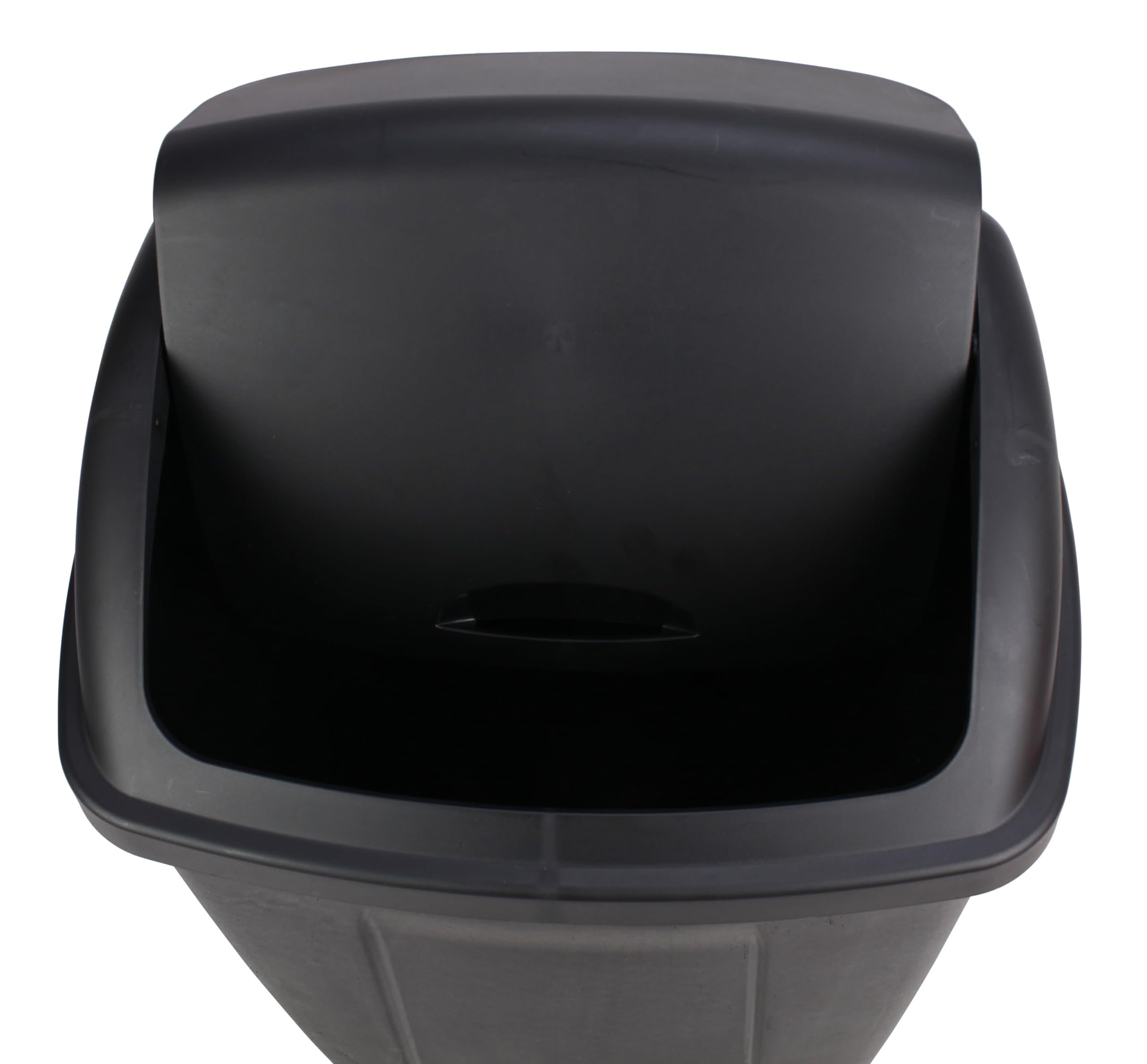 LFWCZS 13 Gallon Trash Can, Plastic Swing Top Kitchen Garbage Trash Can, Black