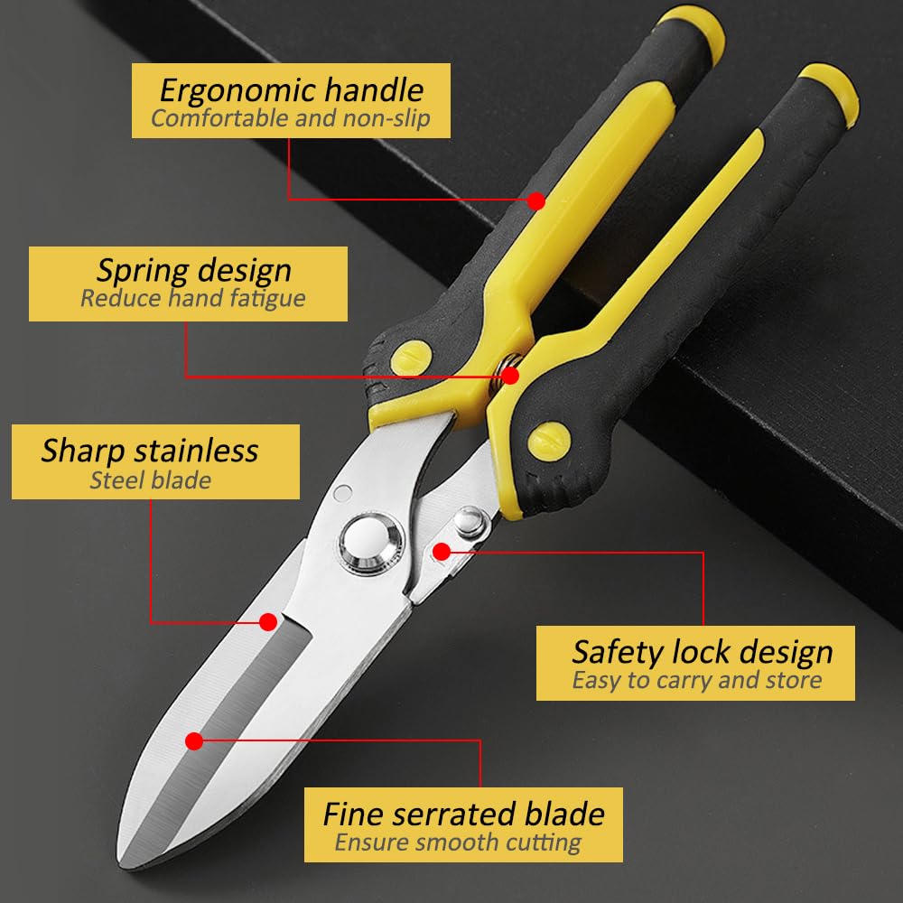 Scissors Heavy duty 9-inch, Shears Multipurpose, Easy Cutting Iron Sheet, Carpet, Tin, Wires