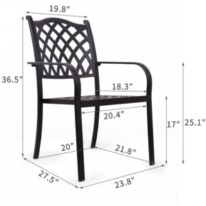 CEMYT Cast Aluminum Chairs Outdoor Dining Chairs with Armrest Patio Bistro Chairs for Porch Garden Backyard Balcony, Set of 2