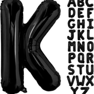 Black Letter K Balloons, 40 Inch Alphabet K Letter Balloons Foil Mylar Big Letter Balloons for Birthday Party Anniversary New Year Graduation Wedding Decorations