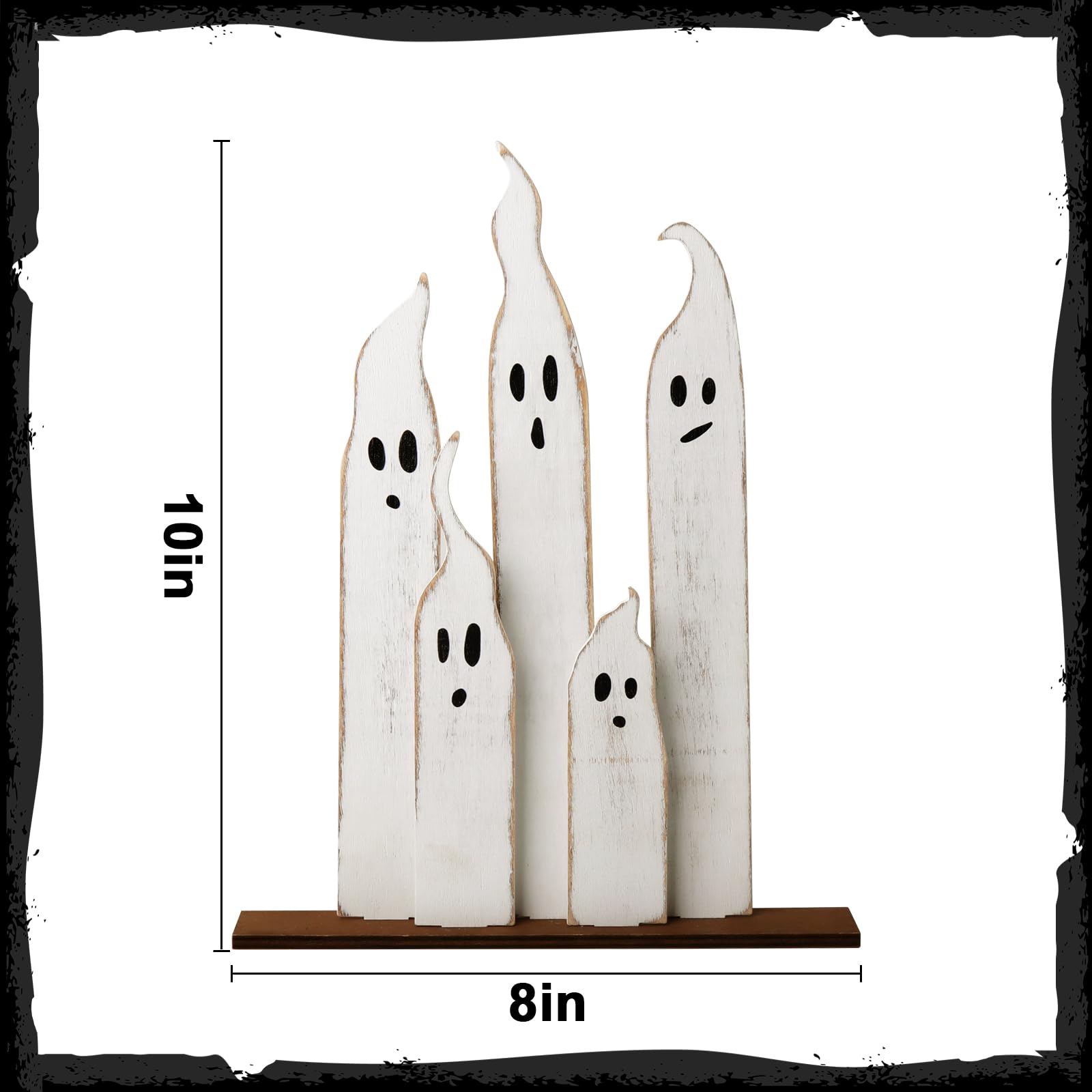 Halloween Table Decorations Indoor: Farmhouse Halloween Cute Ghost Decorations, Slender White Ghosts Wood Plank Signs Set, Rustic Tiered Tray Decor Wooden Ghost Desk Office Decor for Home Kids