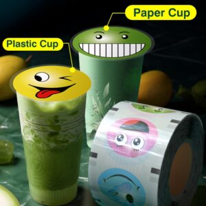 WantJoin 2 Rolls Cup Sealing Film, Cup Sealer Film 90-105 mm(3.5-3.7in） 6400 Cups for PP Plastic and Paper Cups, Tea Cup Sealing Film for Coffee Shop, Milk Tea Shop, Bar, Colourful