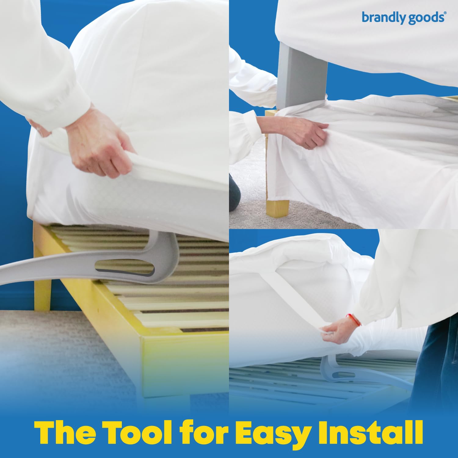 Brandly Goods Heavy Duty Mattress Lifter for Changing Sheets - The Ultimate Under Mattress Wedge - Patented Ergonomic Mattress Wedge Elevator Bedroom Accessories for Changing Sheets