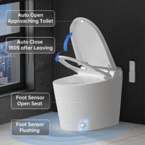 EPLO Smart Toilet Bidet with Tank Built In,Auto Open Close Lid,ADA Comfort Height,Dual Auto Flush,1000 Gram MaP Flushing Score,Heated seat,Modern Elongated One Piece Bidet Toilets Combo U8PRO