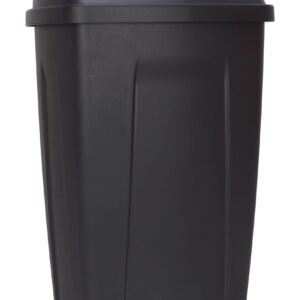 LFWCZS 13 Gallon Trash Can, Plastic Swing Top Kitchen Garbage Trash Can, Black