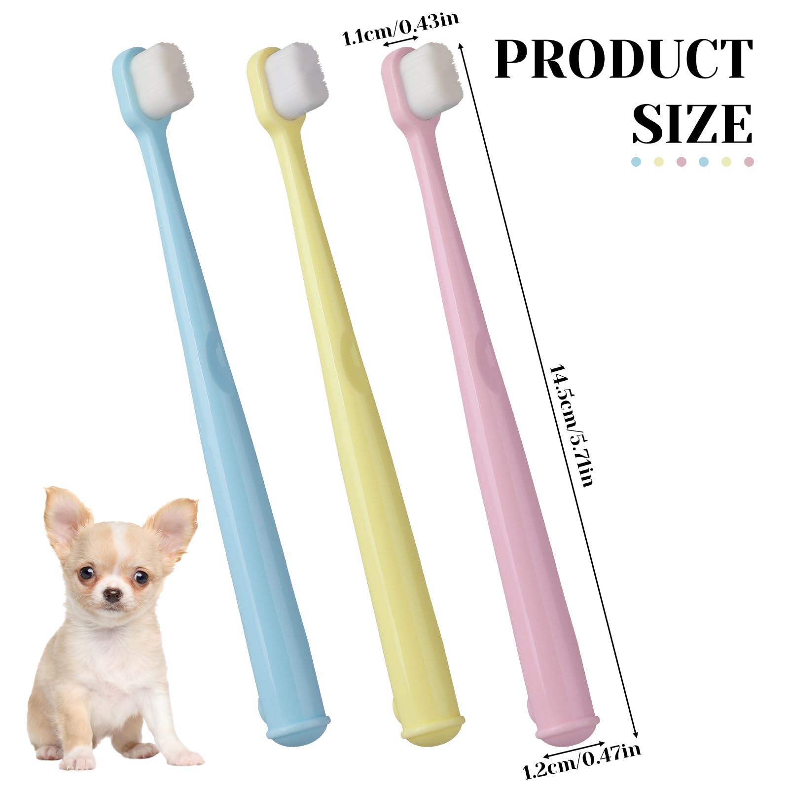 KALIONE 3 Pack Pet Cat Dog Toothbrush, Extra Soft Smal Dog Dental Care Toothbrush, Puppy Dental Cleaning Teeth Brushes for Small Dog Cat, Pet Deep Clean Dense Brush