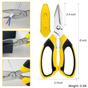 iedetok Utility Scissors Heavy Duty, Ultra Sharp Blade Shears with Protective Case, Multipurpose Stainless Steel Scissors For Cutting Cardboard, Fabric, Carpet, Leather, Wire (Yellow Set)