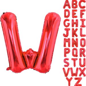 40 Inch Large Red Letter W Balloons Alphabet W Letter Balloons Foil Mylar Big Letter Balloons for Birthday Party Anniversary New Year Graduation Wedding Decorations