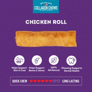 Treatly USA Collagen Rolls 6-7" Dog Chew Treats - Chicken Marinade Flavor, 4 Count/1 Pack