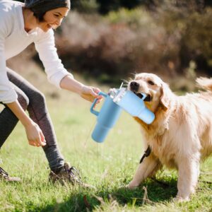 BUAEL Funny Tumbler with Handle Cup Dog Toys,Cute Squeaky Dog Toys Cup, Safety Design Dog Toys for Small Dogs/Large Dogs/Medium Size Dog Toy Replica of 30 oz Cup (Blue)