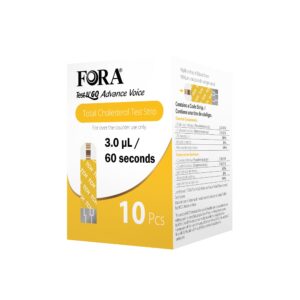 FORA Blood Total Cholesterol Test Strips (10pcs/Box, Compatible with FORA Test N'Go Advance Voice Meter)