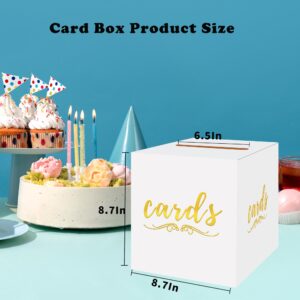 sunepany White Card Box Cardboard Card Box for Birthday Bridal & Baby Shower Graduation Funeral Envelope Box for Party Gold Card Box with Slot Wedding Money Box Raffle Box