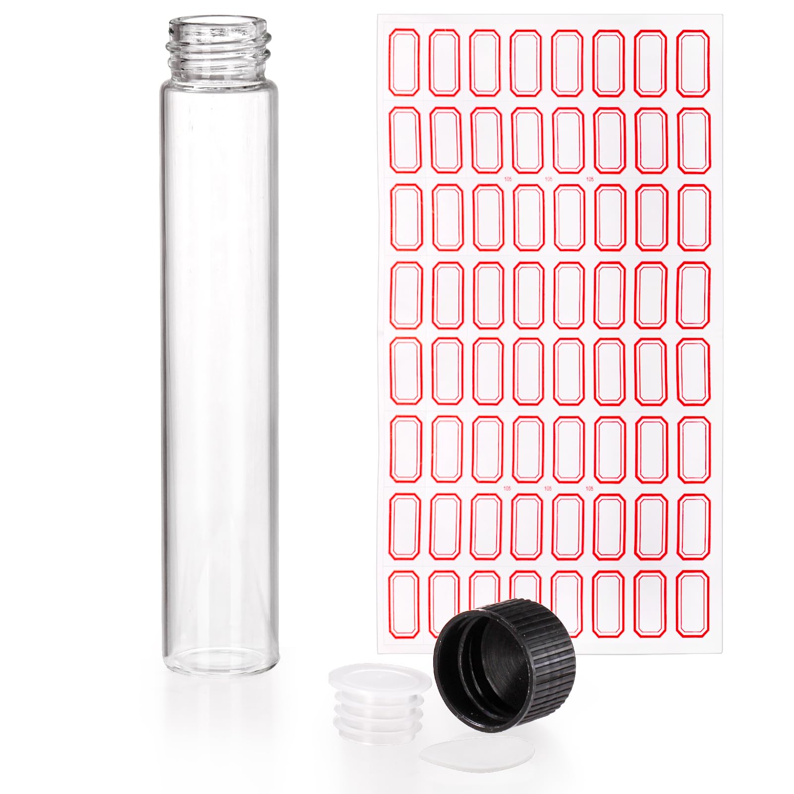 Nicunom 30 Pack Clear Small Glass Vials with Screw Caps and Plastic Stoppers, 30ml Empty Vials Liquid Sample Vial, Leak-Proof