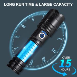 Rechargeable Flashlights 990,000 High Lumens 2 Pack, Led Super Bright Flashlight with 5 Modes & IPX7 Waterproof, 15H Running Time, High Powered Flash Light for Home Camping Home Emergencies