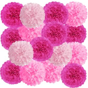 hot pink tissue paper pom poms paper flowers hanging decorations pink paper flower balls for birthday bachelorette wedding bridal shower party decoration