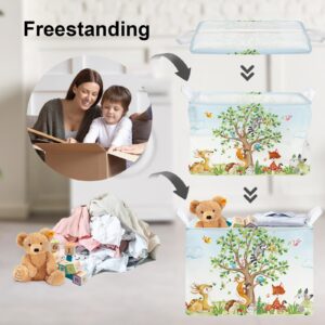 Clastyle Forest Life Tree Baskets Rectangular, Kids Basket,Waterproof Foldable Canvas Laundry Basket,Nursery Hamper,Room Decor,Shelf Basket(Animal)