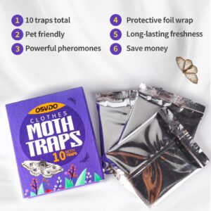 Clothes Moth Traps, 10 Pack Pheromones Clothing Moth Trap with Lure for Closets & Wardrobes, Carpet and Fabric Moth, Moth Treatment & Prevention for Indoor