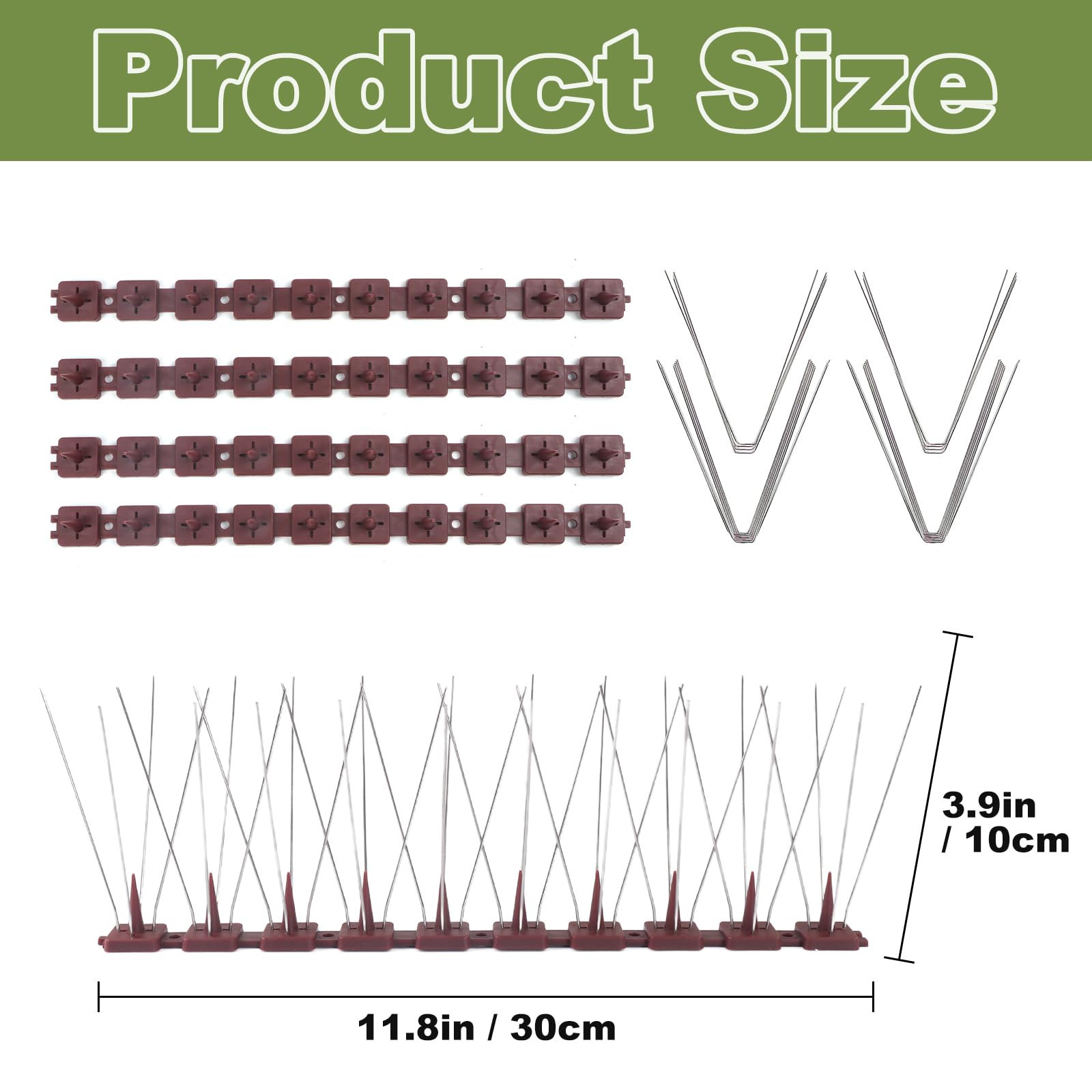 Kungfu Mall Spikes 5.9ft, Anti Spikes for Outside, Fence Spikes, Stainless Steel Spikes for Window Fence 6PCS