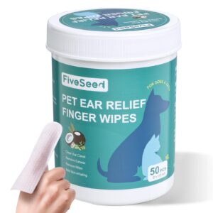 ear wipes for dogs and cats, extra-large size relief finger wipe ear cleaner to stop ear itching and infections, 50 disposable wipes