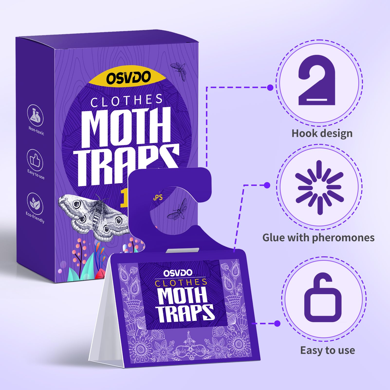 Clothes Moth Traps, 10 Pack Pheromones Clothing Moth Trap with Lure for Closets & Wardrobes, Carpet and Fabric Moth, Moth Treatment & Prevention for Indoor