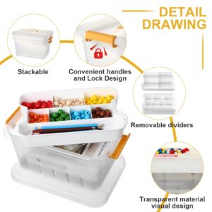 RimCereal 2 Pcs 28 Qt Storage Box with Removable Tray Clear Plastic Storage Container with Lid for Seasonal Decor Office Art Craft Sewing Utility Box(Single Layered)