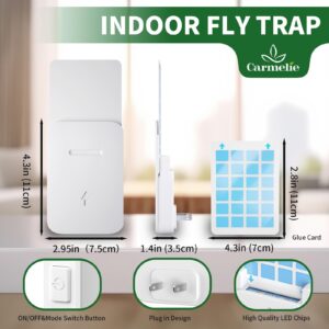 Indoor Plug-in Fly Trap - Flying Insect Trap for Flies, Mosquitoes, Moths - Safe & Effective - 2 Device(White) + 10 Glue Boards