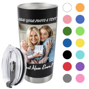 gifxify personalized coffee tumbler with picture & text - personalized travel coffee mug - custom 20oz stainless steel tumbler cup with lid - custom cup gift for dad, mom, friends