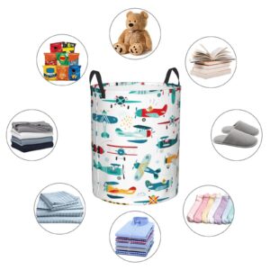 Wansin Laundry Hamper Foldable Laundry Basket Waterproof Storage Basket Airplane Toy Storage Organizer Large Clothes Hamper for Home 19.7x15.7 Inch