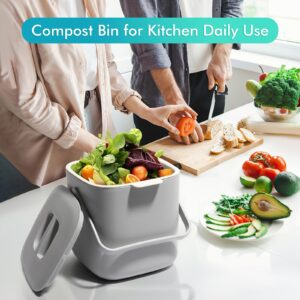 RYTOXILO Small Compost Bin Kitchen - 1 Gallon Countertop Compost Bin with Lid, Indoor Compost Bins with Inner Sieve, Food Waste Bin for Kitchen Compost, Kitchen Food Scrap Pail Bucket