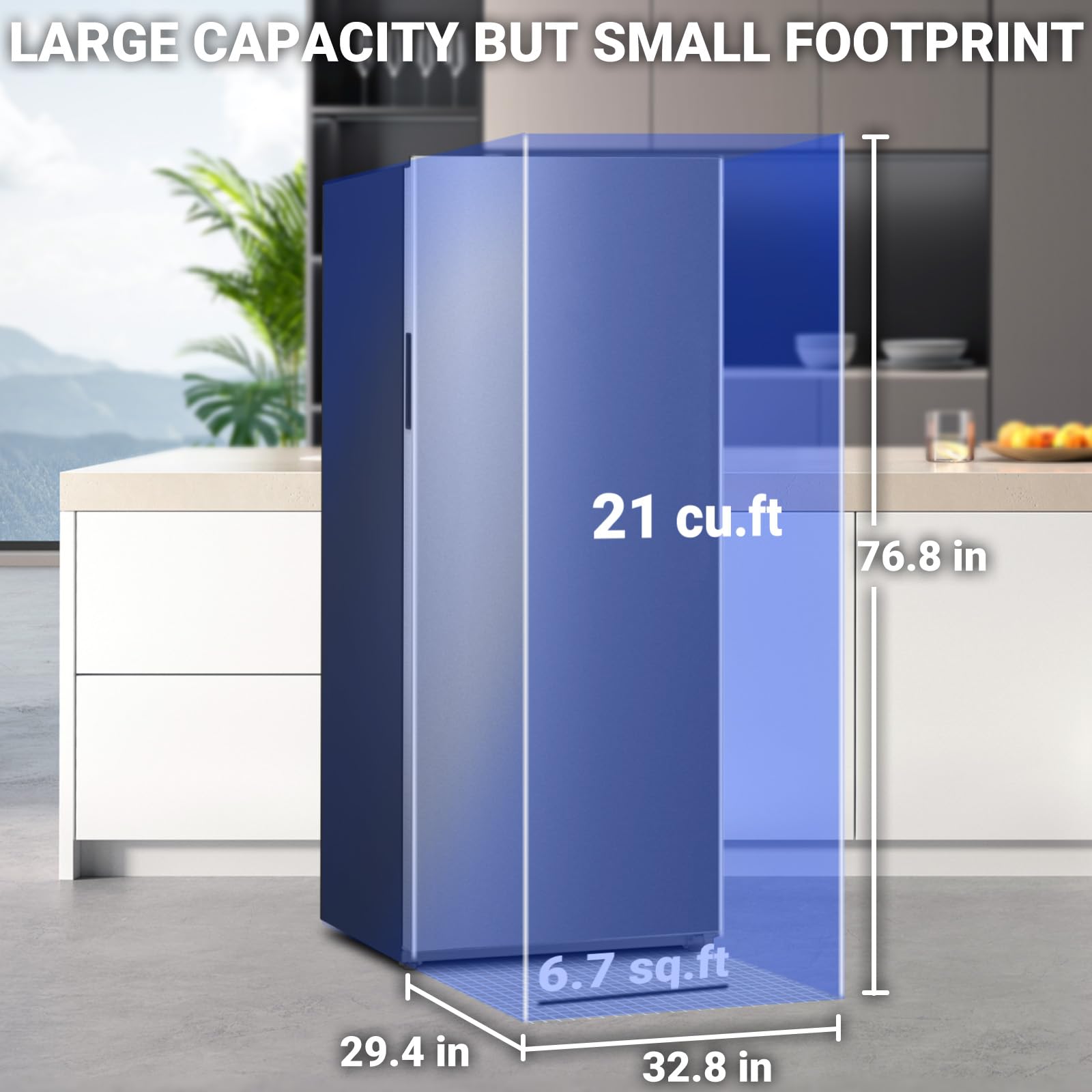 Upright Freezer 21 cu.ft, Freezer Upright, Stainless Steel Standing Freezer Upright for Garage, Kitchen, Home Use(Right Hinge)