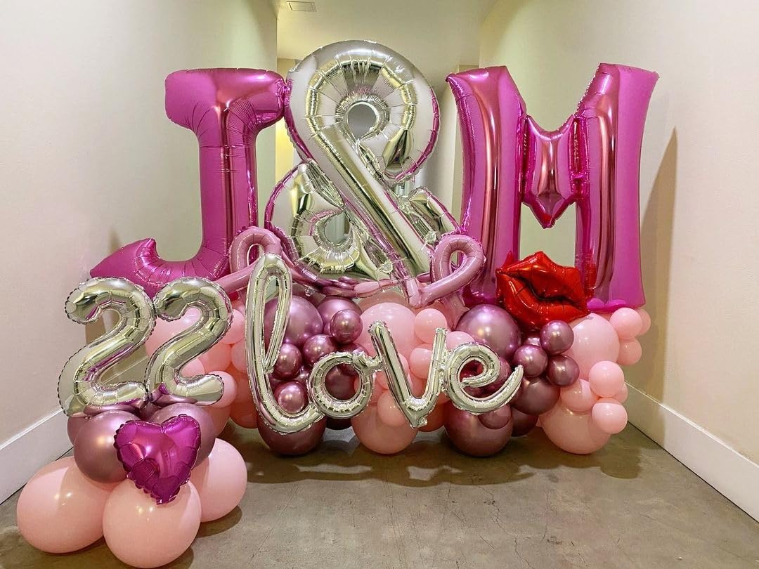 40 Inch Large Hot Pink Letter T Balloons Alphabet T Letter Balloons Foil Mylar Letter A Balloons for Birthday Party Anniversary New Year Graduation Wedding