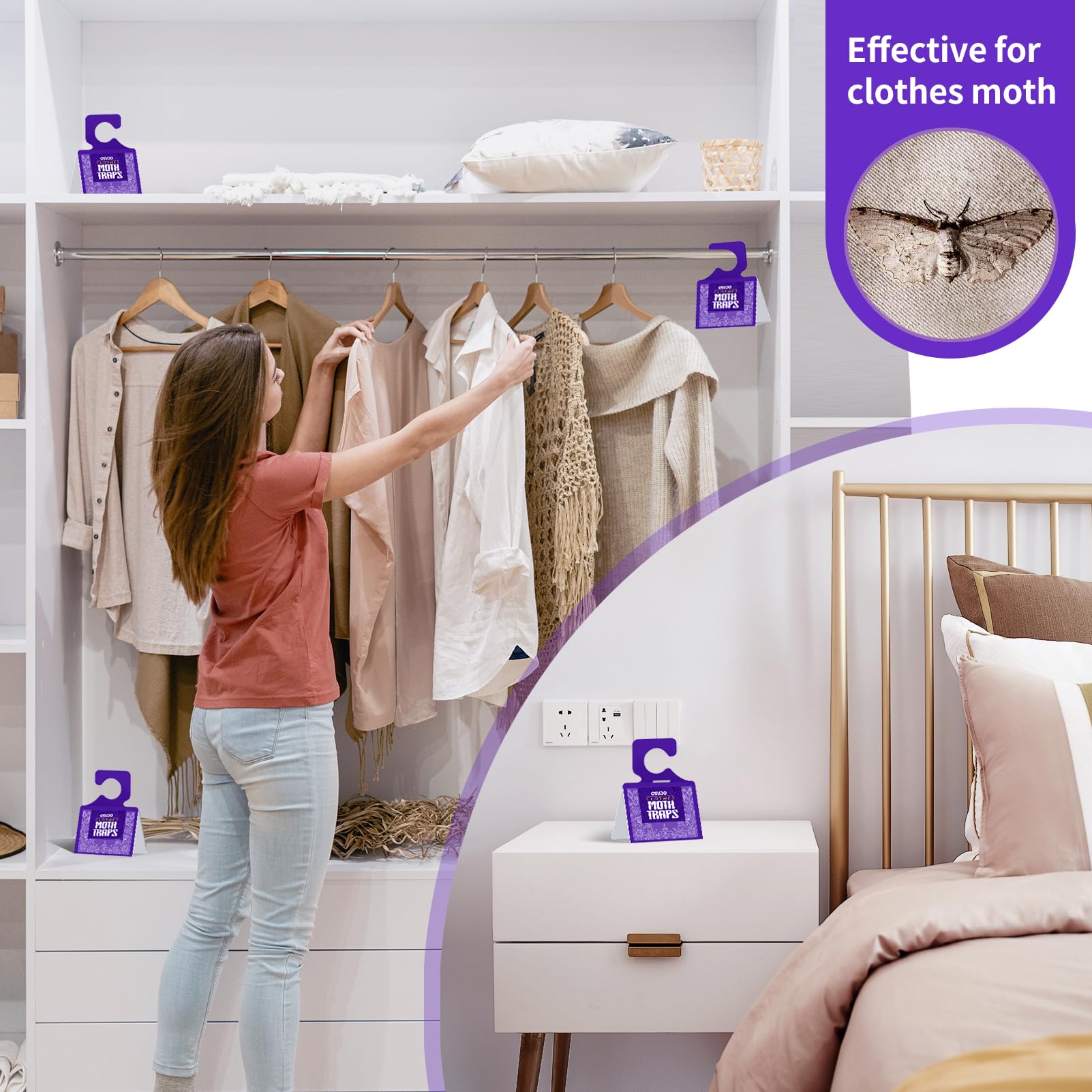 Clothes Moth Traps, 10 Pack Pheromones Clothing Moth Trap with Lure for Closets & Wardrobes, Carpet and Fabric Moth, Moth Treatment & Prevention for Indoor