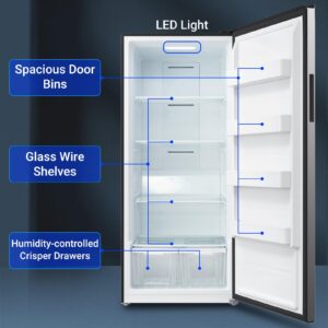 Upright Freezer 21 cu.ft, Freezer Upright, Stainless Steel Standing Freezer Upright for Garage, Kitchen, Home Use(Right Hinge)